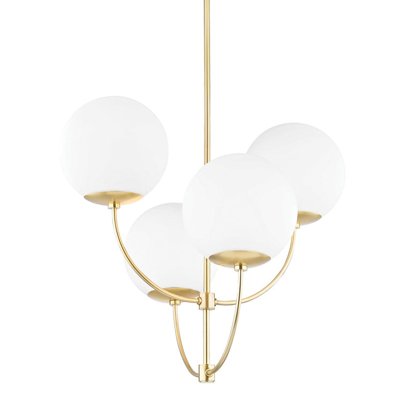 Mitzi H160804-AGB Four Light Chandelier, Aged Brass