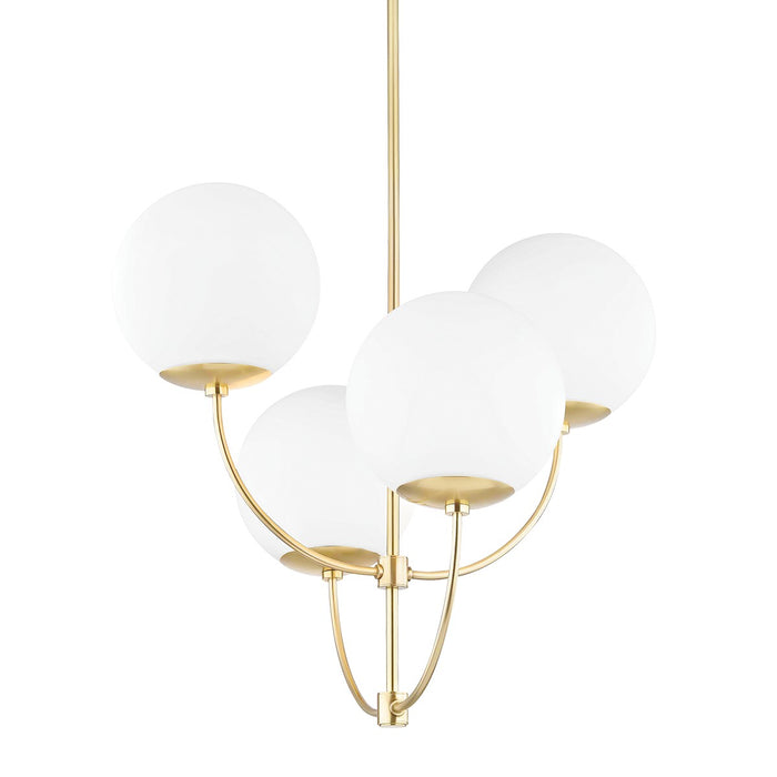 Mitzi H160804-AGB Four Light Chandelier, Aged Brass