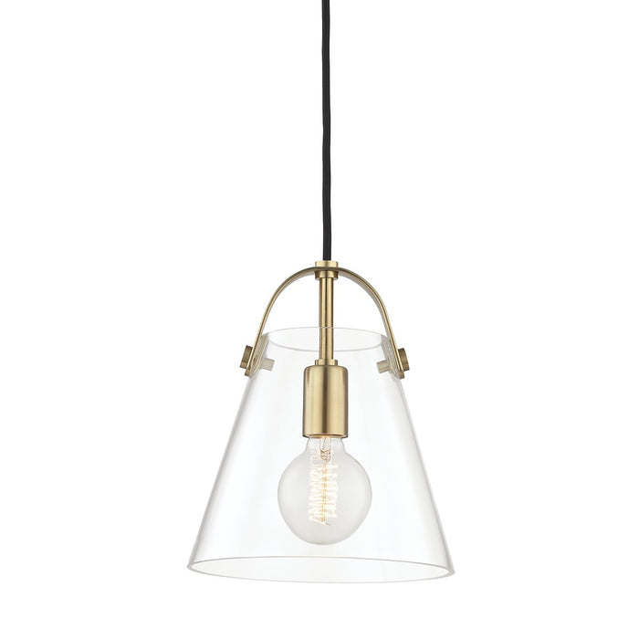 Mitzi H162701S-AGB One Light Pendant, Aged Brass