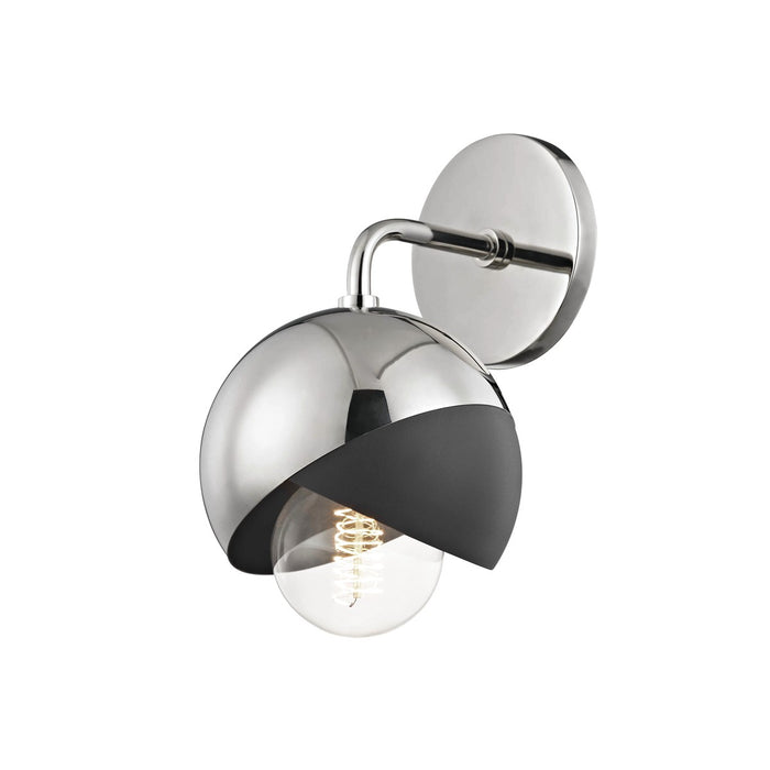 Mitzi H168101-PN/BK One Light Wall Sconce, Polished Nickel/Black