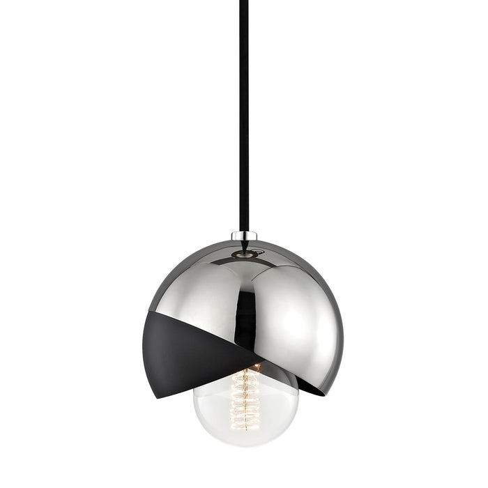 Mitzi H168701-PN/BK One Light Pendant, Polished Nickel/Black
