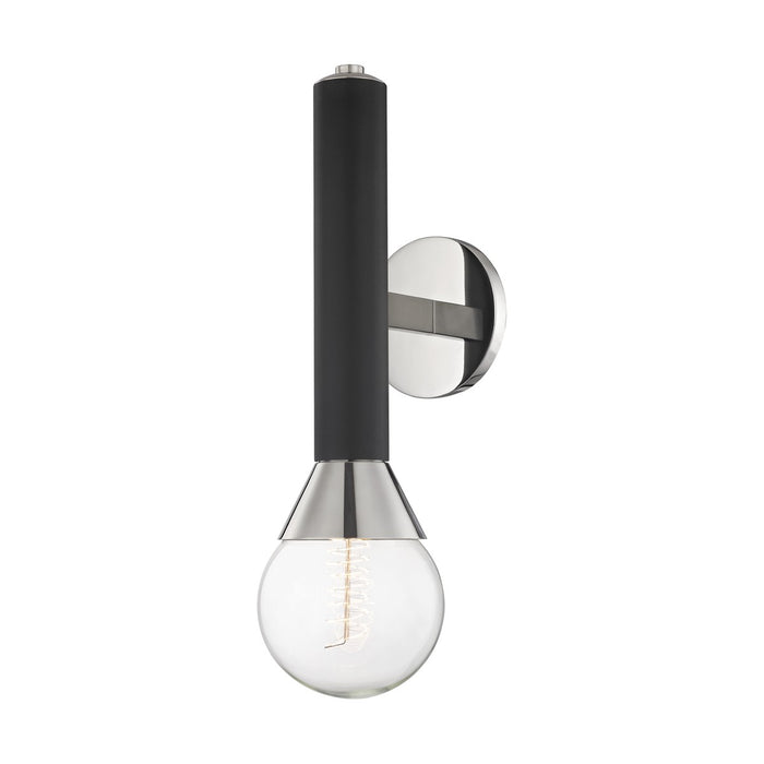 Mitzi H169101-PN/BK One Light Wall Sconce, Polished Nickel/Black