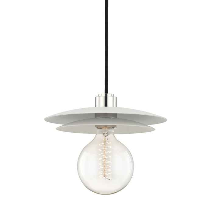 Mitzi H175701L-PN/WH One Light Pendant, Polished Nickel/White