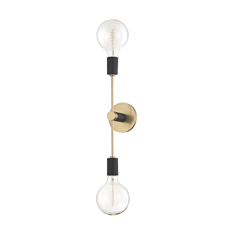 Mitzi H178102-AGB/BK Two Light Wall Sconce, Aged Brass/Black