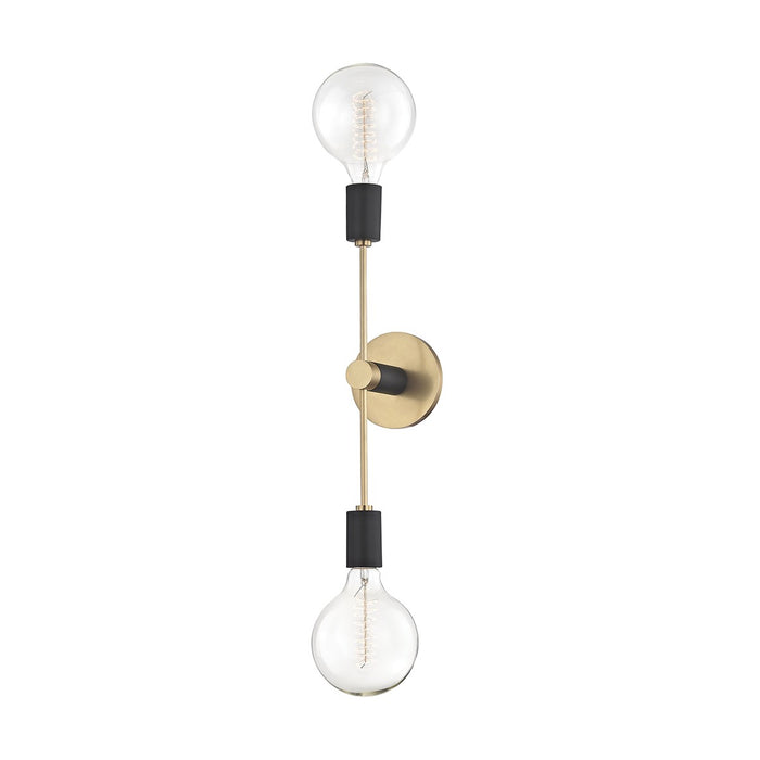 Mitzi H178102-AGB/BK Two Light Wall Sconce, Aged Brass/Black