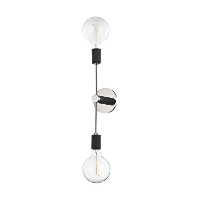 Mitzi H178102-PN/BK Two Light Wall Sconce, Polished Nickel/Black