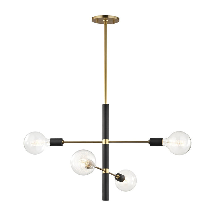 Mitzi H178804-AGB/BK Four Light Chandelier, Aged Brass/Black (Open Box - Final Sale)