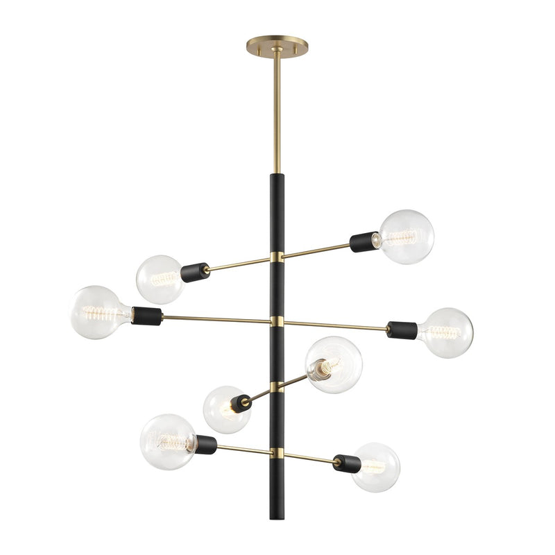 Mitzi H178808-AGB/BK Eight Light Chandelier, Aged Brass/Black