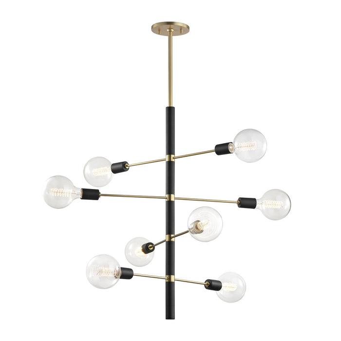 Mitzi H178808-AGB/BK Eight Light Chandelier, Aged Brass/Black