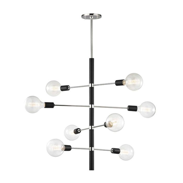 Mitzi H178808-PN/BK Eight Light Chandelier, Polished Nickel/Black
