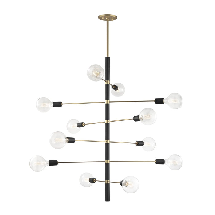 Mitzi H178812-AGB/BK 12 Light Chandelier, Aged Brass/Black