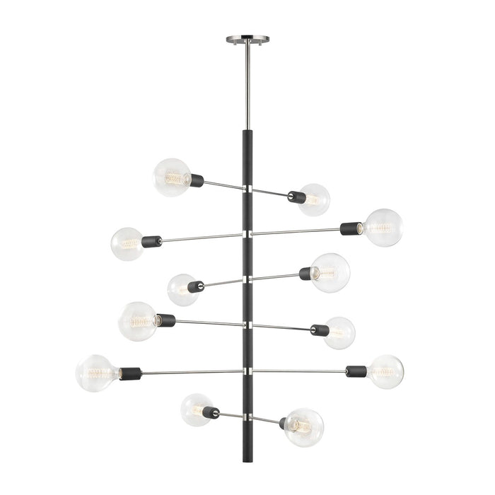 Mitzi H178812-PN/BK 12 Light Chandelier, Polished Nickel/Black