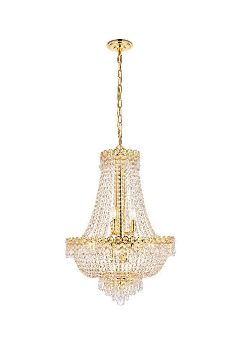 Elegant Lighting V1900D20G/RC 12 Light Chandelier, Gold