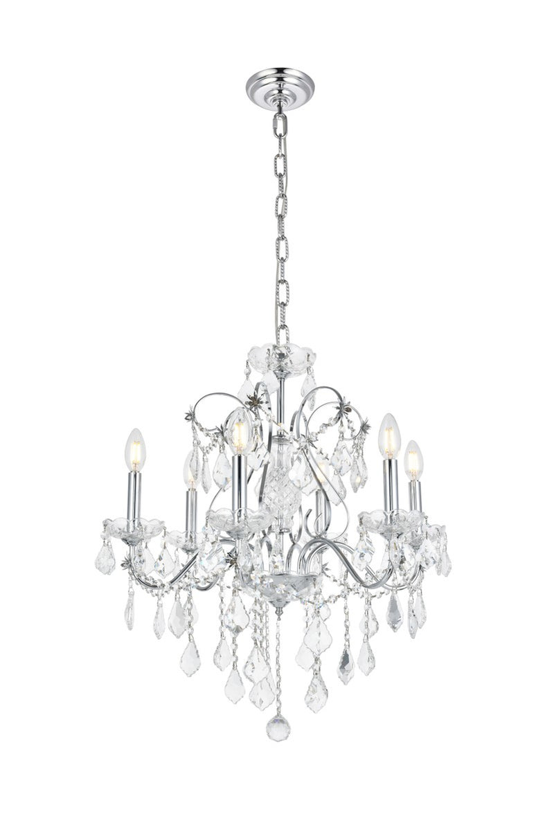 Elegant Lighting V2015D24C/RC Six Light Chandelier, Chrome