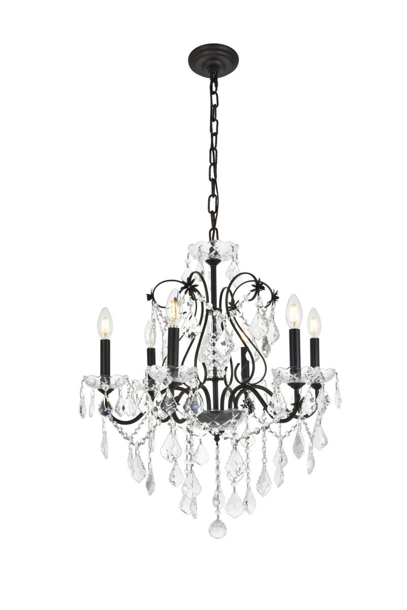 Elegant Lighting V2015D24DB/RC Six Light Chandelier, Dark Bronze