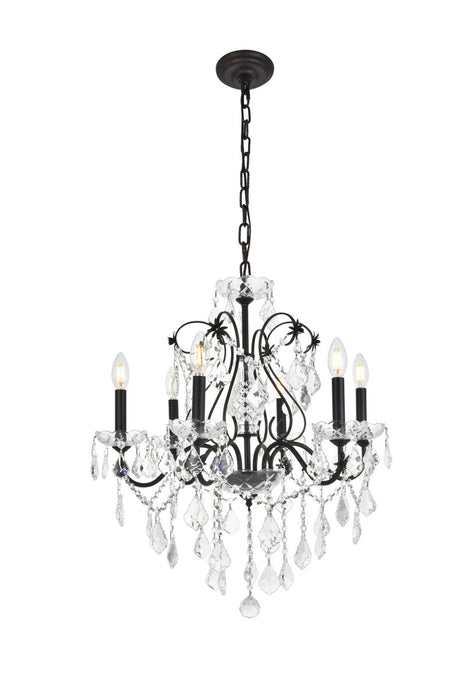Elegant Lighting V2015D24DB/RC Six Light Chandelier, Dark Bronze