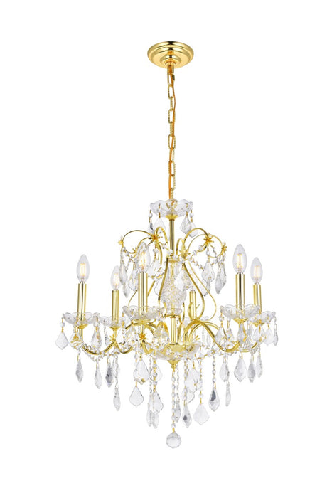 Elegant Lighting V2015D24G/RC Six Light Chandelier, Gold