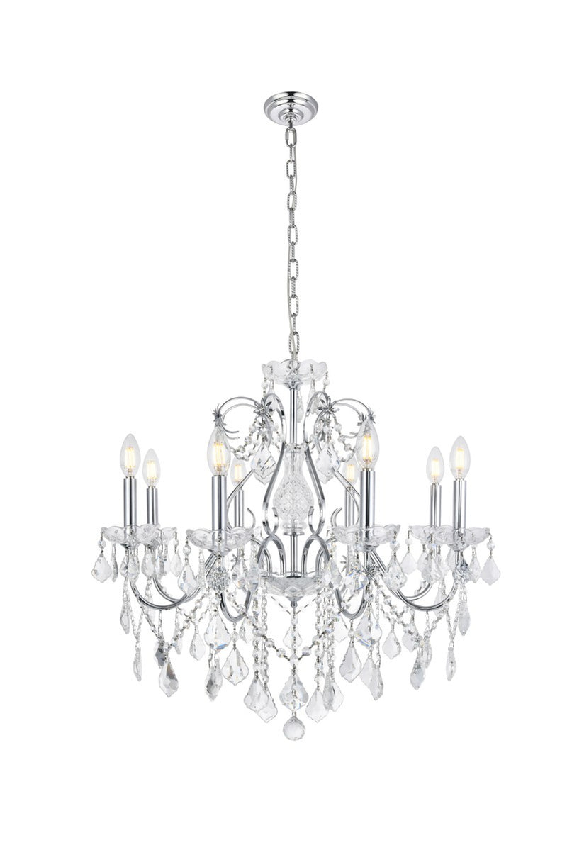 Elegant Lighting V2015D26C/RC Eight Light Chandelier, Chrome
