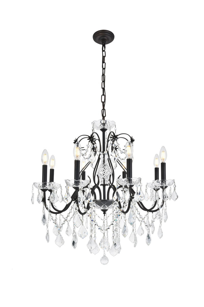 Elegant Lighting V2015D26DB/RC Eight Light Chandelier, Dark Bronze