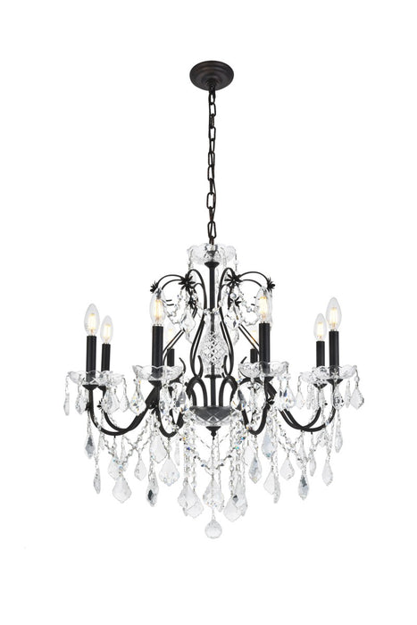 Elegant Lighting V2015D26DB/RC Eight Light Chandelier, Dark Bronze