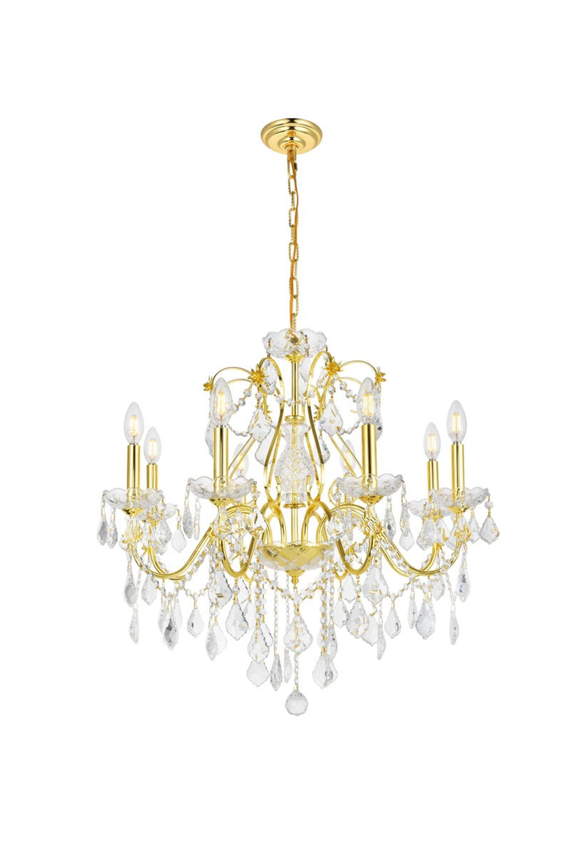 Elegant Lighting V2015D26G/RC Eight Light Chandelier, Gold