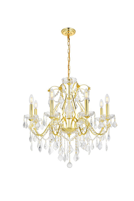 Elegant Lighting V2015D26G/RC Eight Light Chandelier, Gold