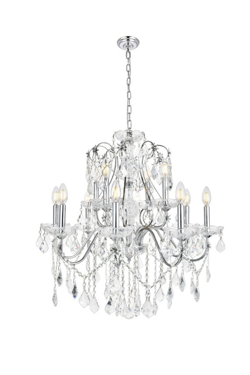 Elegant Lighting V2015D28C/RC 12 Light Chandelier, Chrome
