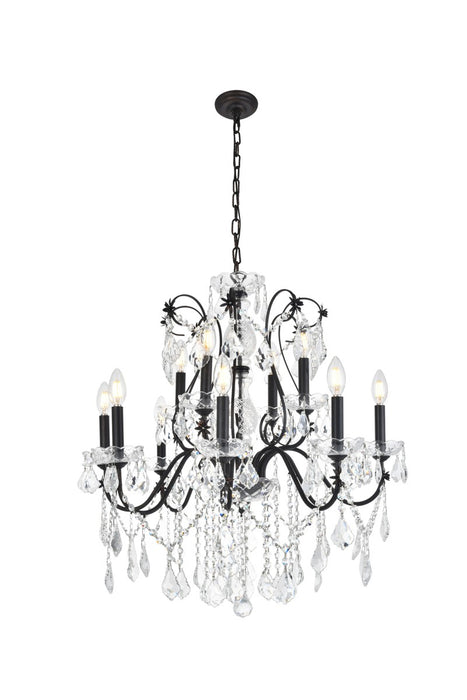 Elegant Lighting V2015D28DB/RC 12 Light Chandelier, Dark Bronze