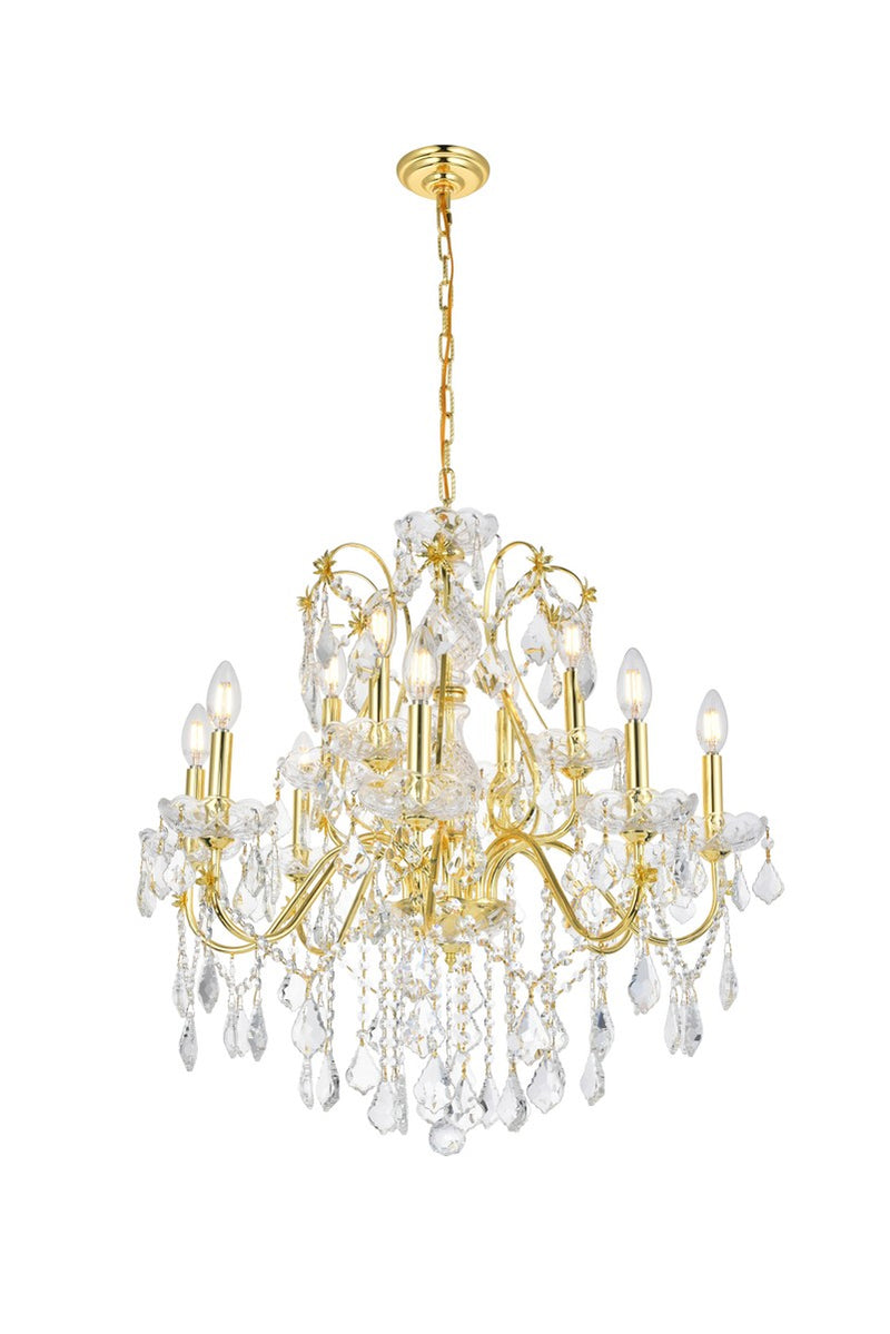 Elegant Lighting V2015D28G/RC 12 Light Chandelier, Gold
