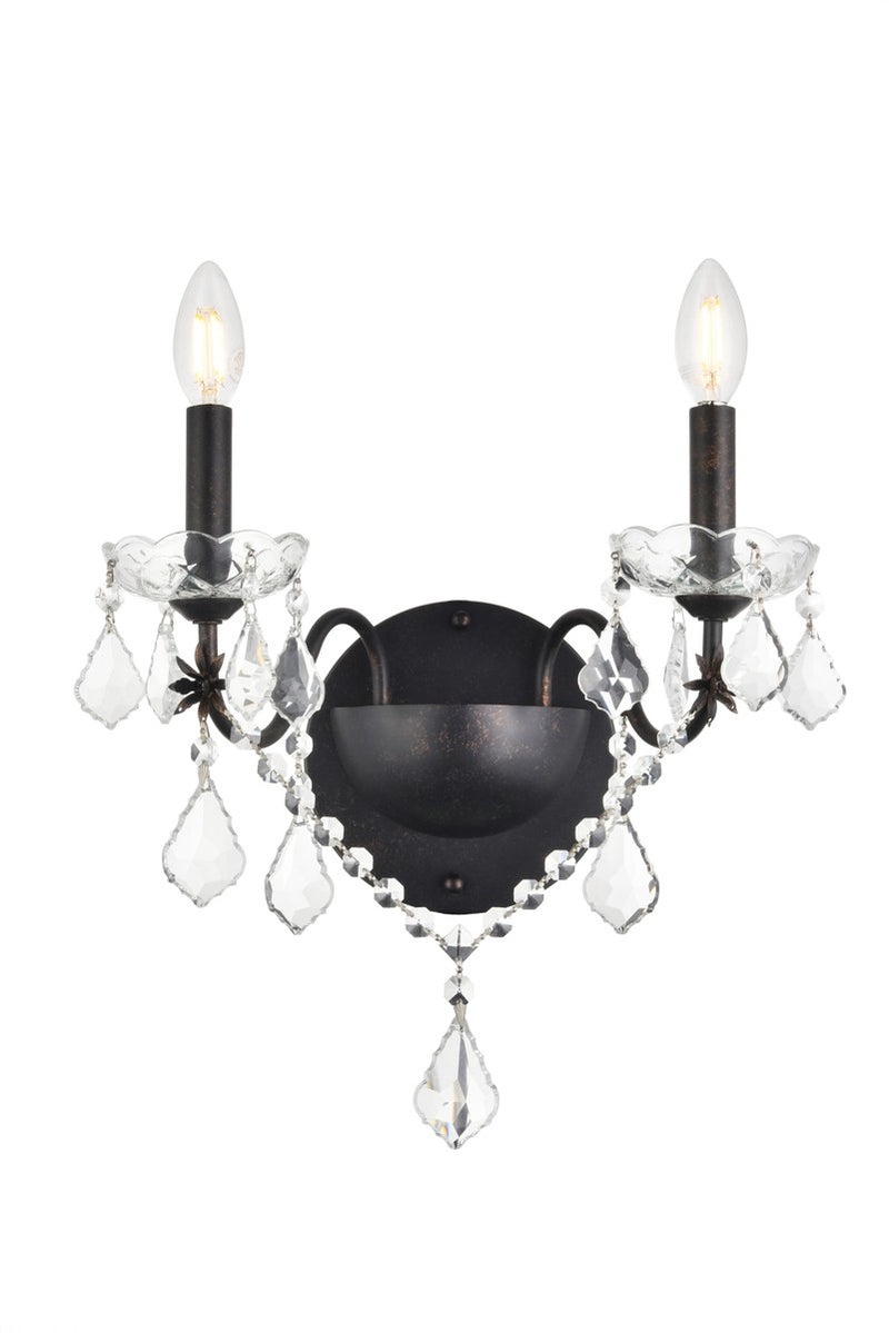 Elegant Lighting V2015W2DB/RC Two Light Wall Sconce, Dark Bronze