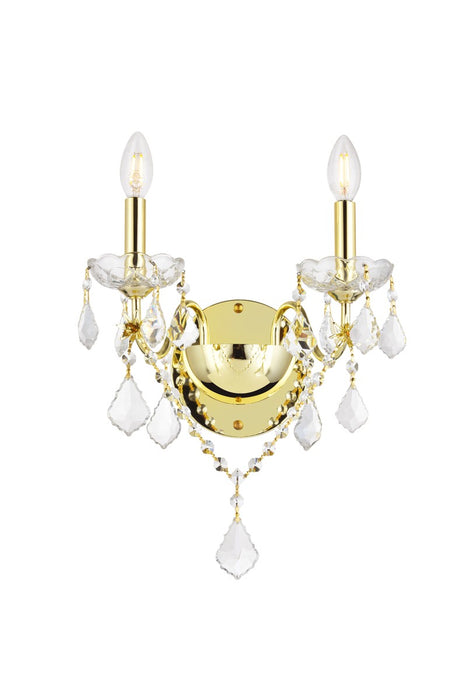 Elegant Lighting V2015W2G/RC Two Light Wall Sconce, Gold
