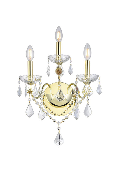Elegant Lighting V2015W3G/RC Three Light Wall Sconce, Gold