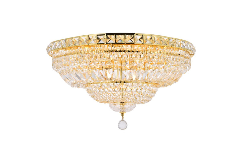 Elegant Lighting V2528F24G/RC 12 Light Flush Mount, Gold