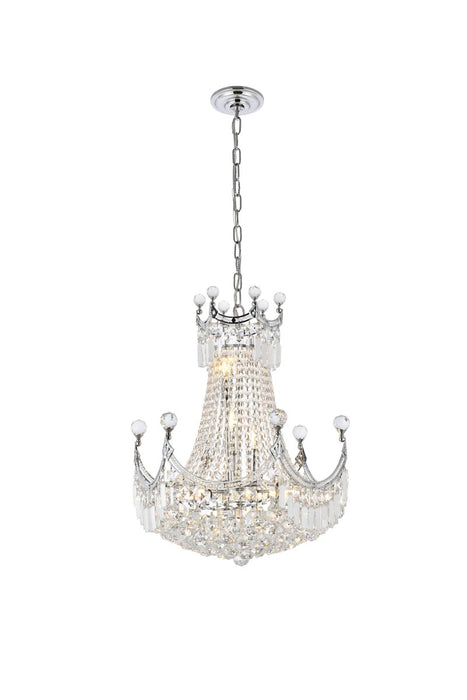 Elegant Lighting V8949D20C/RC Nine Light Chandelier, Chrome
