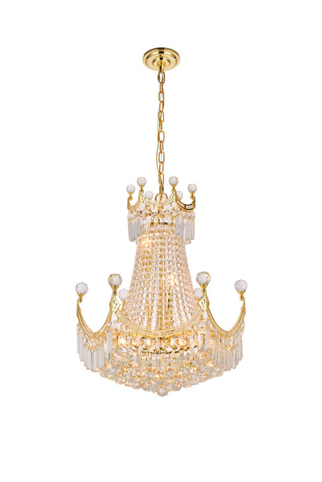 Elegant Lighting V8949D20G/RC Nine Light Chandelier, Gold