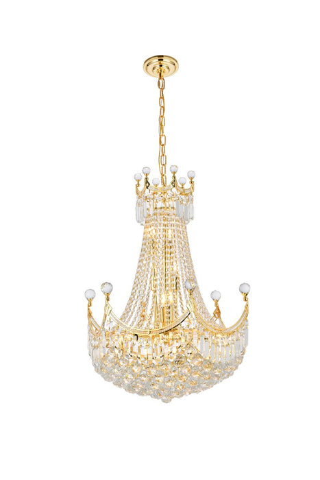 Elegant Lighting V8949D24G/RC 15 Light Chandelier, Gold