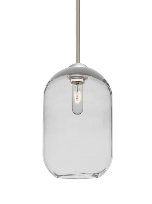 Besa 1TT-OMEGA12CL-SN One Light Pendant, Satin Nickel