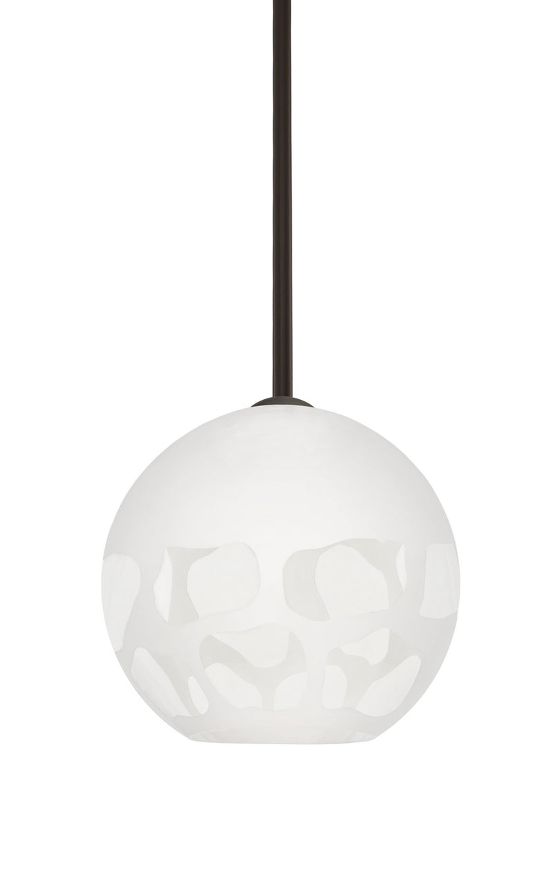 Besa 1TT-ROCKYWH-LED-BR One Light Pendant, Bronze