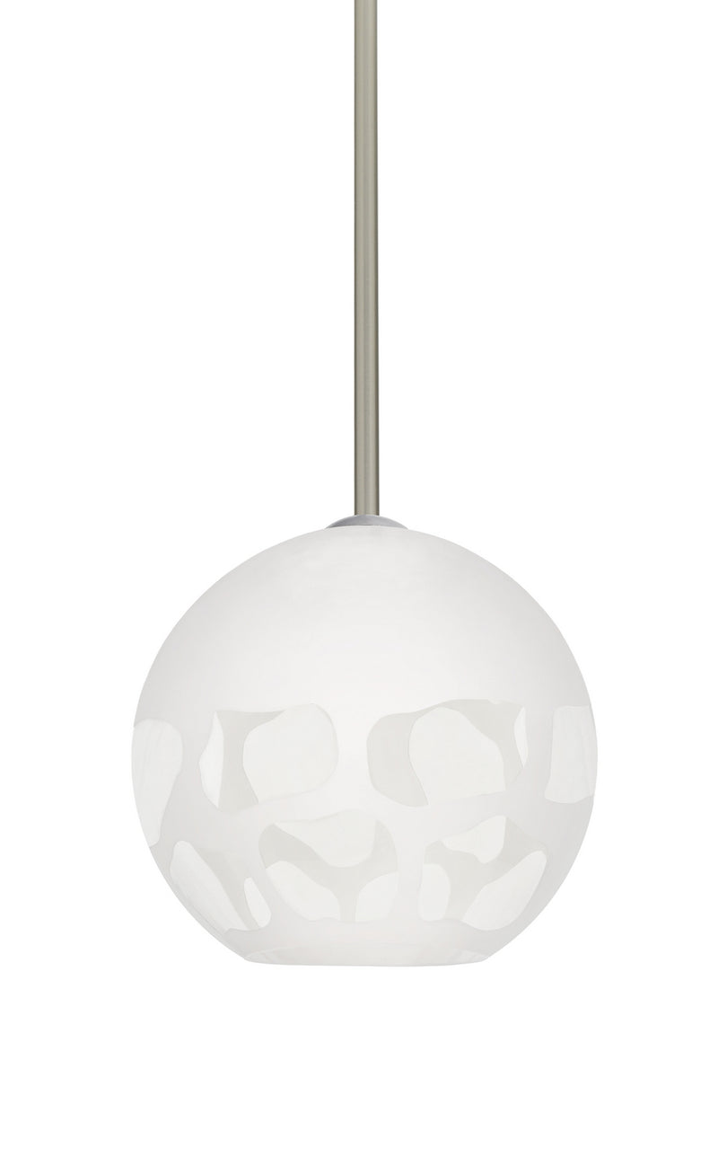 Besa 1TT-ROCKYWH-LED-SN One Light Pendant, Satin Nickel