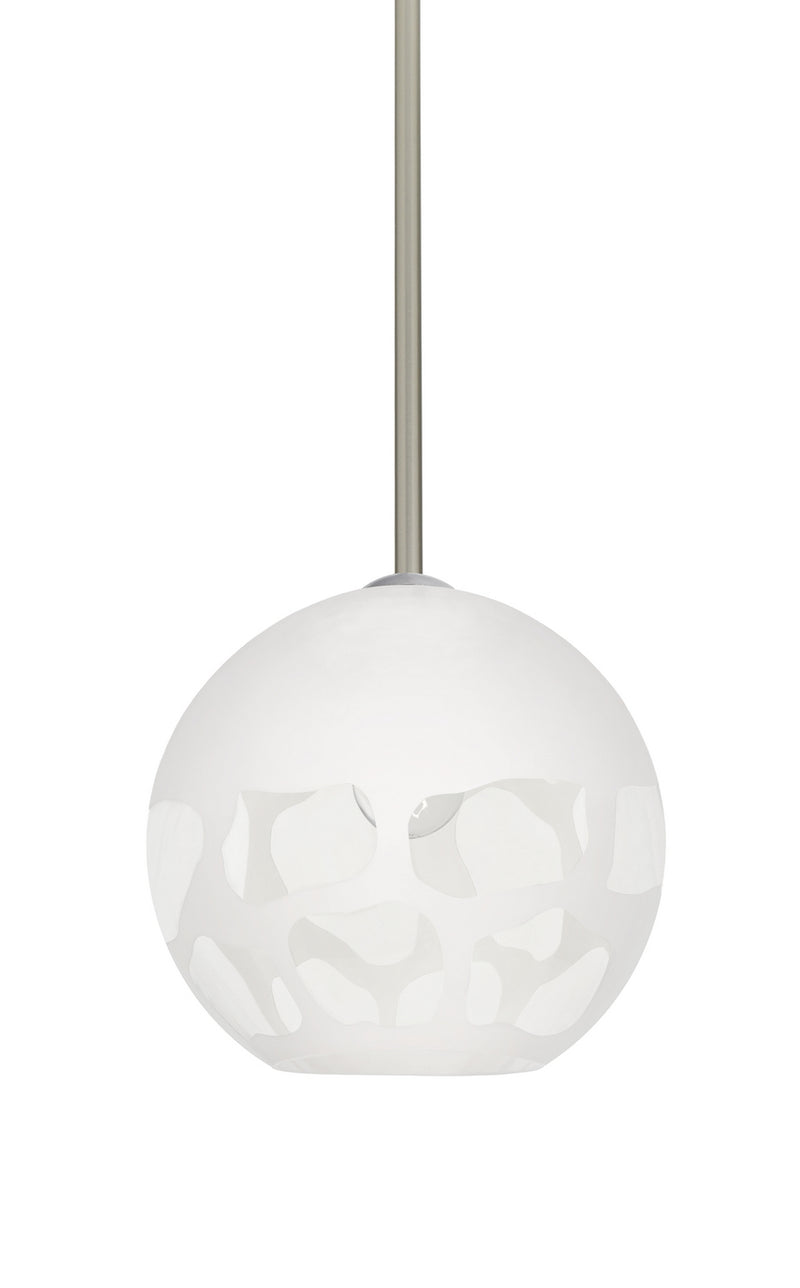 Besa 1TT-ROCKYWH-SN One Light Pendant, Satin Nickel