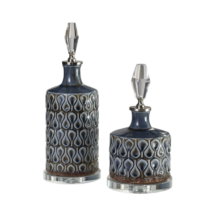 Uttermost 18886 Bottles, S/2, Brushed Nickel