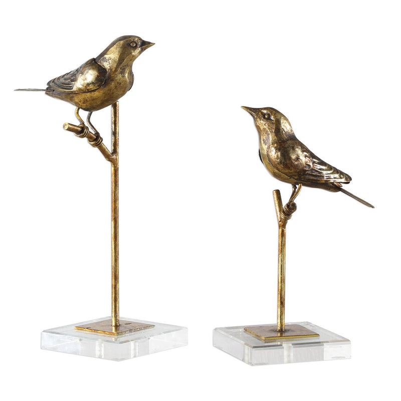 Uttermost 18898 Sculpture, Set/2, Antiqued Gold Leaf