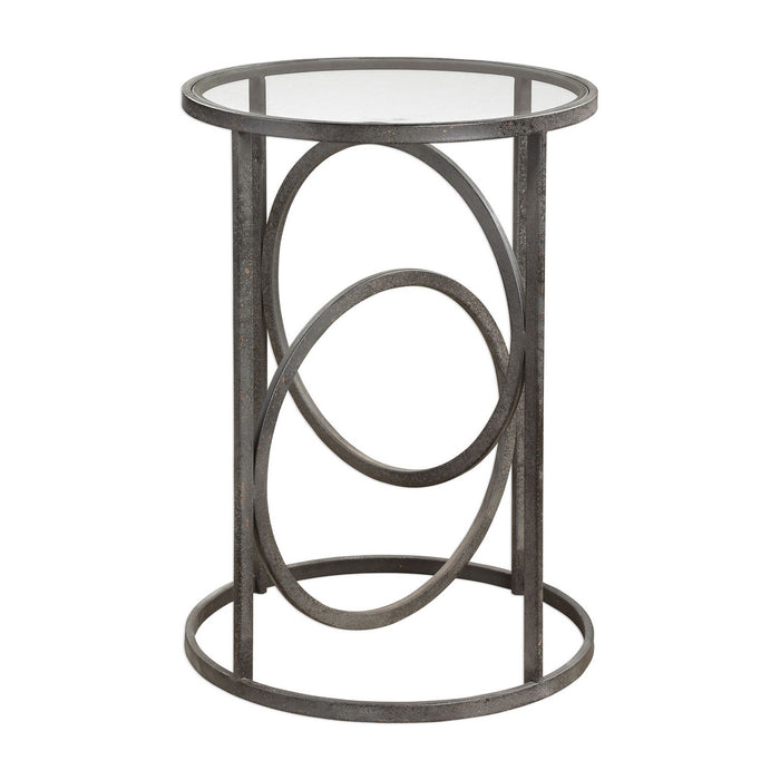 Uttermost 24809 Accent Table, Aged Black w/Gold Highlights