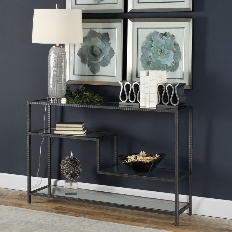 Uttermost 24810 Console Table, Aged Gunmetal