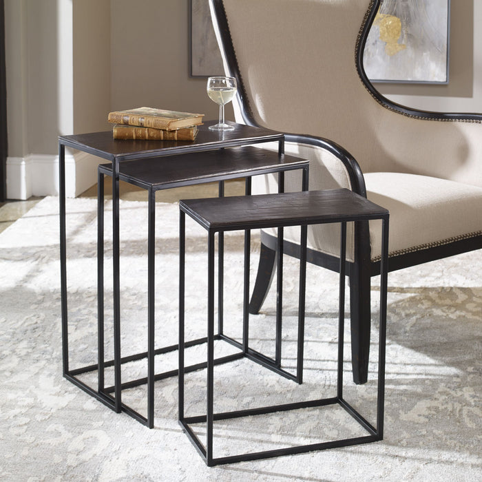 Uttermost 25040 Nesting Tables, Set/3, Antique Bronze
