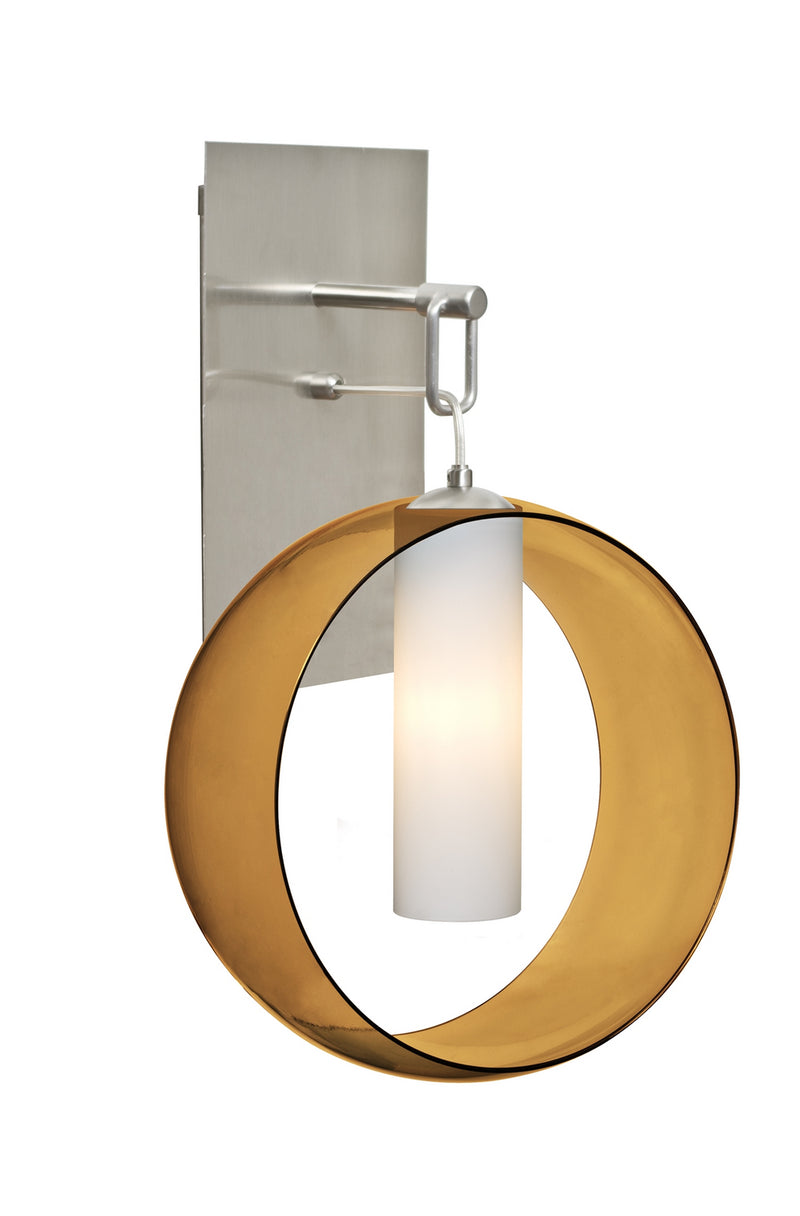 Besa 1WP-PLATOAM-SN One Light Wall Pendant, Satin Nickel