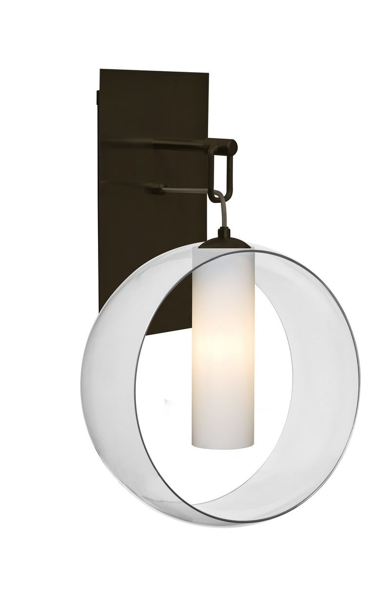 Besa 1WP-PLATOCL-LED-BR One Light Wall Pendant, Bronze