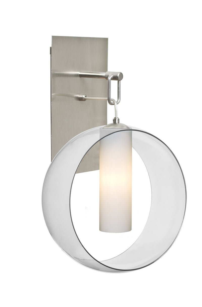 Besa 1WP-PLATOCL-LED-SN One Light Wall Pendant, Satin Nickel