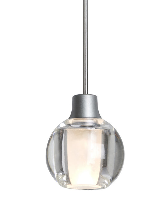 Besa 1XC-BOCA3CL-SN One Light Pendant, Satin Nickel