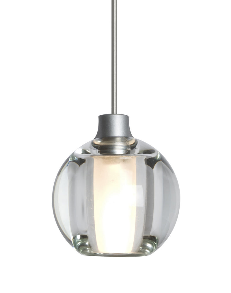 Besa 1XC-BOCA5CL-LED-SN One Light Pendant, Satin Nickel